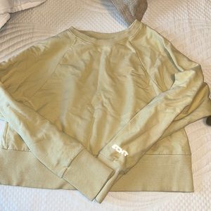 Light yellow cream echt crew sweatshirt cropped style athleisure small